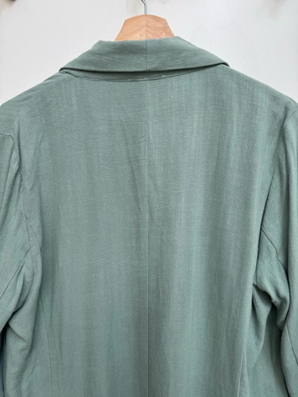 Easel Los Angeles Ruched Sleeve Longline Open Front Blazer Women Large Boho NWT